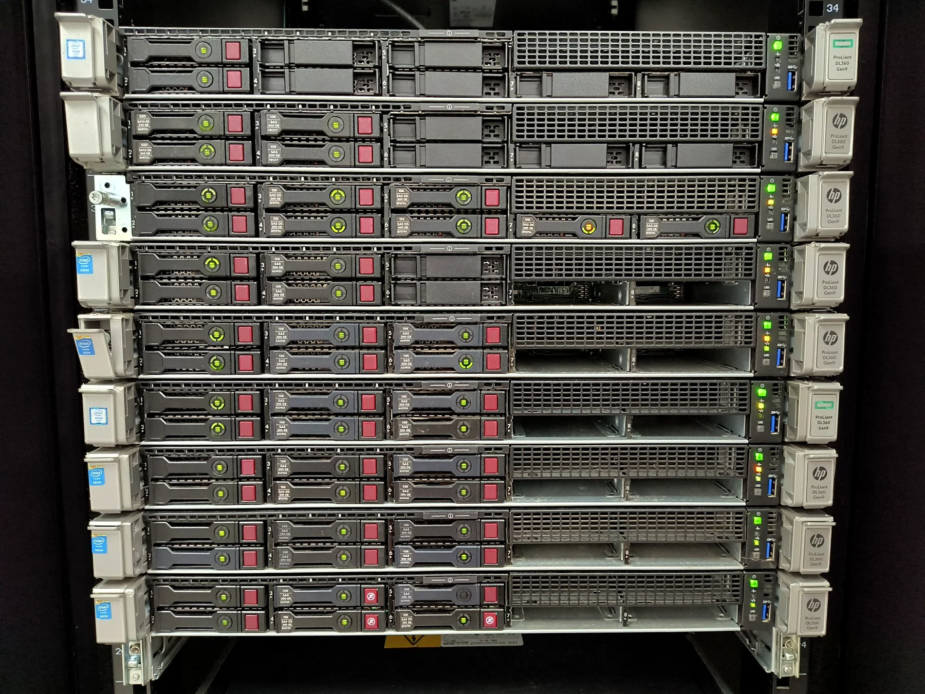 A close view inside one of the i85.net equipment racks